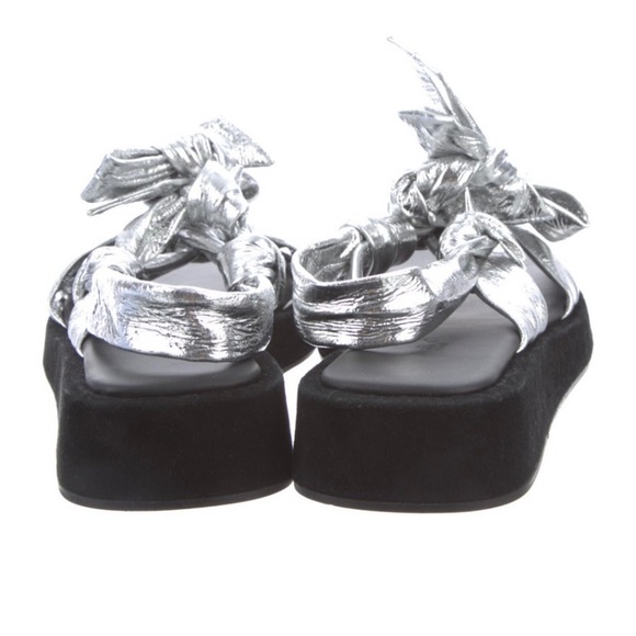 Silver IRO leather platform sandals 🩶 - Picture 3 of 5